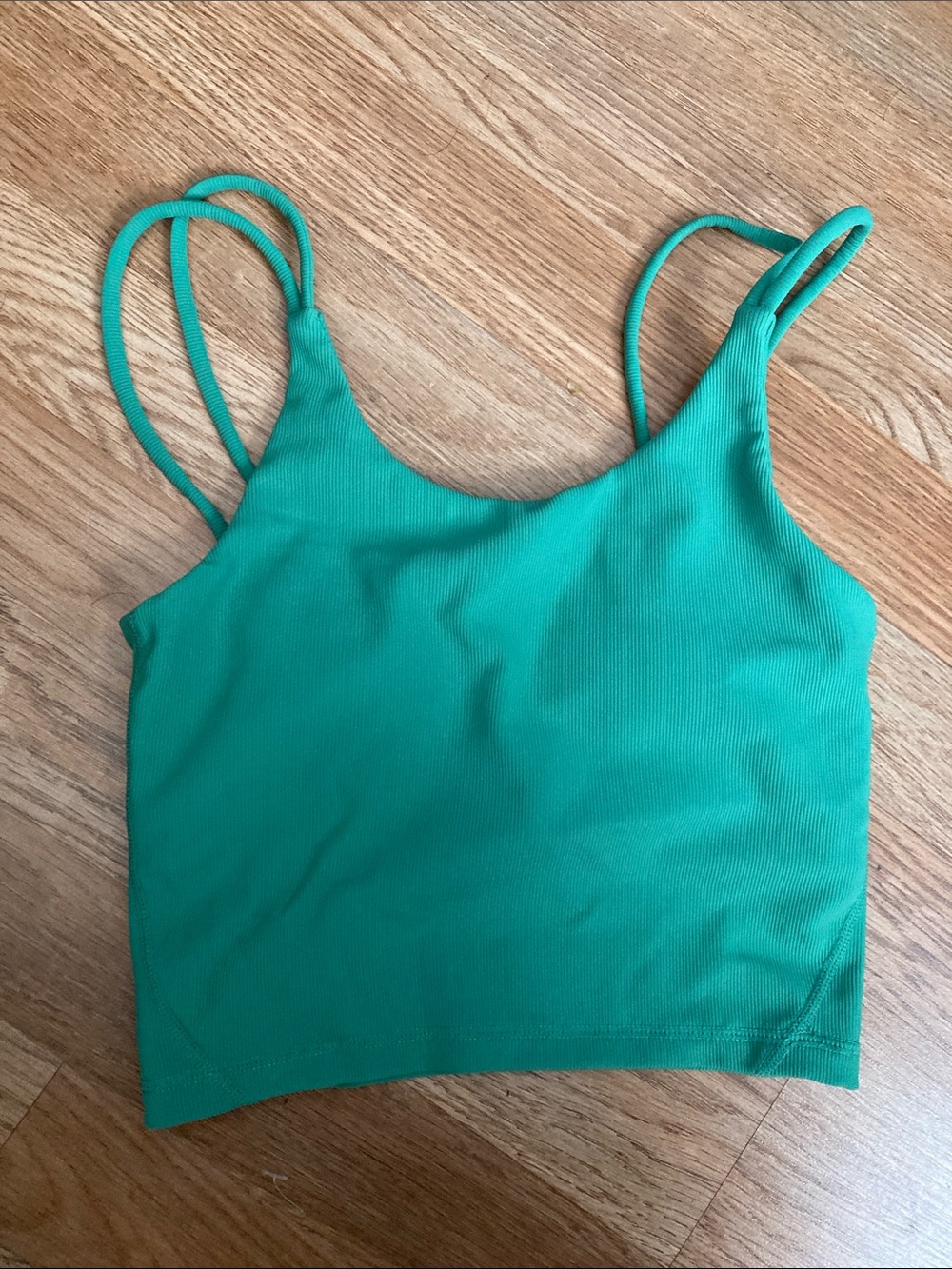 Women's Double-Strap Green Crop Sports Bra